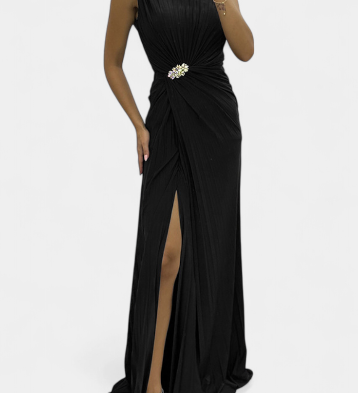 Vestido Maxi Plisado Shiloh con Abertura Lateral y Escote Cruzado - Elegancia y Estilo Inigualables