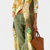 Elegante Conjunto Coordinado de Lino Melvina con Diseño Clásico y Atemporal