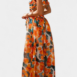 Elegante vestido de chifón Zuleika con volantes y aperturas laterales para un estilo sofisticado