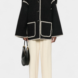 Pauline - Elegante abrigo de corte suelto con bufanda de flecos incorporada para un estilo sofisticado