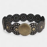 Alicia Cinturón Cowboy Vintage con Hebilla Circular Decorativa para un Estilo Único