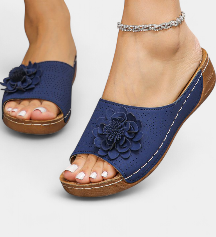 Sandalias Ortopédicas con Flor 3D y Suela Acolchada para Comodidad y Estilo