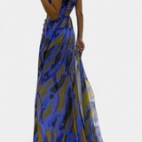 Vestido Maxi Asimétrico Aylin con Estampado Vibrante para un Estilo Impactante