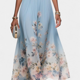 Vestido Maxi Floral Sin Mangas Sauline con Elegante Escote en V