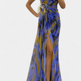 Vestido Maxi Asimétrico Aylin con Estampado Vibrante para un Estilo Impactante