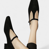Elegantes Tacones Bajos Elly con Tira y Hebilla para un estilo cómodo y sofisticado
