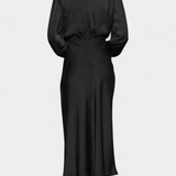 Elegante Vestido Maxi Cecila con Cuello Alto y Encantador Detalle Floral
