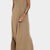 Vestido Maxi sin Mangas Felisa en Color Liso con Silueta Elegante