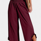 Elegante Pantalón Palazzo Justina con Volantes y Talle Alto para un Estilo Sofisticado