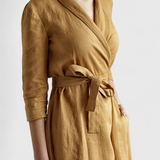 Vestido Midi Vintage Sharon en Algodón y Lino con Elegante Cuello de Solapa
