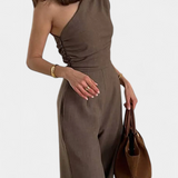 Elegante Glamour en Mono de Un Hombro con Detalles Fruncidos