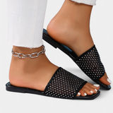 Sandalias de Malla con Brillos y Punta Cuadrada de Iva - Confort y Estilo Moderno