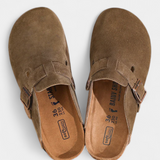 Aubree Zuecos Unisex de Gamuza con Hebilla Ajustable - Comodidad y Estilo en Cada Paso