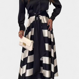 Nessia vestido camisero largo a rayas con cinturón para un estilo elegante y cómodo