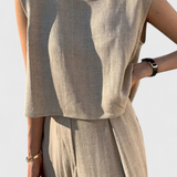 Lauren Elegante Conjunto de Dos Piezas con Pierna Ancha para un Estilo Sofisticado