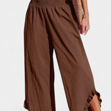 Elegante Pantalón Palazzo Justina con Volantes y Talle Alto para un Estilo Sofisticado