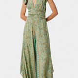 Leandra Mono Fluido Cruzado con Estampado Floral en Verde - Elegancia y Estilo Natural