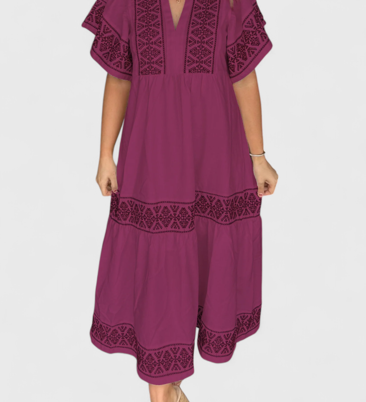 Vestido Maxi Boho Allona con Escote en V y Corte Relajado para un Look Chic y Cómodo