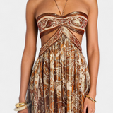 Vestido Maxi Tasha Halter con Espalda Descubierta y Elegantes Detalles Huecos