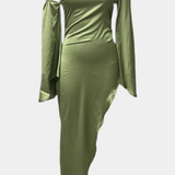 Vestido Maxi Asimétrico Keisha de Un Hombro con Cintura Esculpida para un Look Impactante