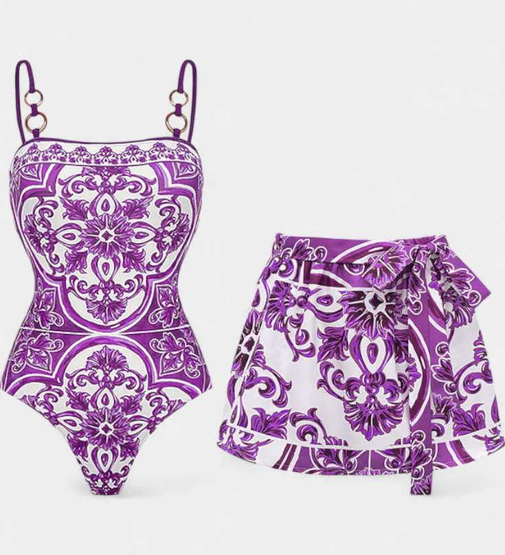 Conjunto de Traje de Baño de Una Pieza Floral Ahria - Perfecto para un Estilo Veraniego y Fresco