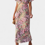 Triana Vestido Moderno con Estampado Abstracto y Elegante Escote en V