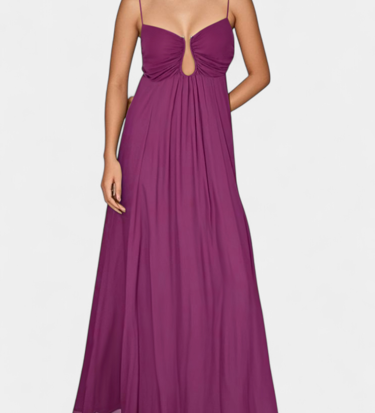 Elettra Vestido Maxi con Tirantes Delgados y Drapeo Fluido para un Estilo Elegante