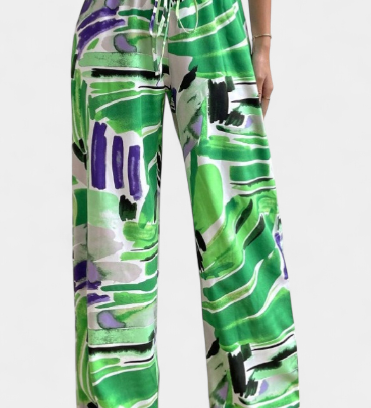 Senda Pantalones Anchos con Estampado Abstracto para un Estilo Moderno y Cómodo
