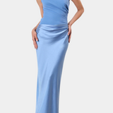 Elegante Ottavia Vestido Largo de Fiesta con Plisado y Escote Asimétrico de Un Solo Hombro