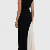 Vestido Midi Mallory Bicolor de Corte Recto y Silueta Perfecta