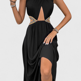 Sorina Vestido Midi Halter con Detalles de Diseño Elegantes