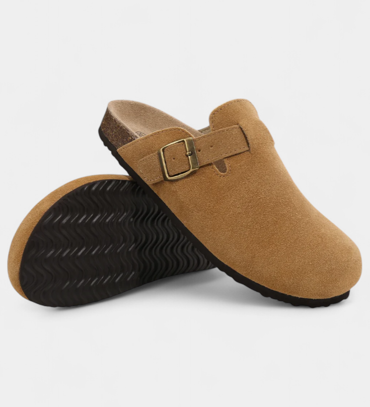 Aubree Zuecos Unisex de Gamuza con Hebilla Ajustable - Comodidad y Estilo en Cada Paso