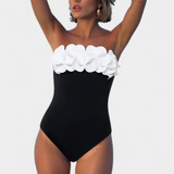 Ahria Conjunto de Bañador con Flores 3D y Estilosa Falda Envolvente