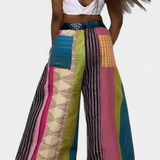 Claudine Pantalones Casual de Pierna Ancha con Elegante Estampado a Rayas para un Look Confortable y Moderno