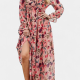 Keti Vestido Maxi Floral con Mangas Largas y Detalles de Volantes Elegantes