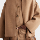 Pauline - Elegante abrigo de corte suelto con bufanda de flecos incorporada para un estilo sofisticado