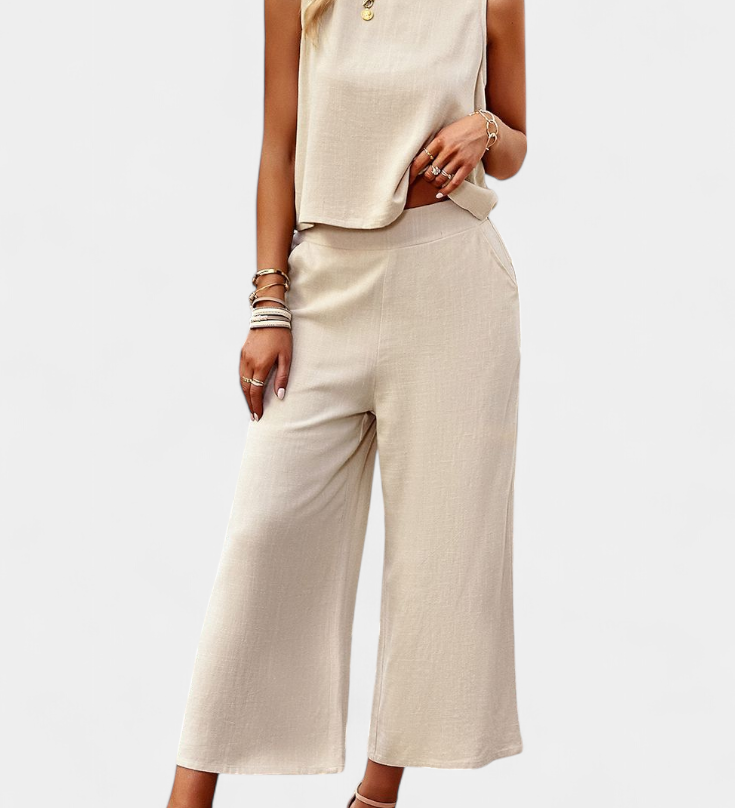 Conjunto Boho Lavinia de Top y Shorts en Lino y Algodón para un Estilo Relax y Sofisticado