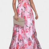 Elegante Vestido Largo Estampado Sin Espalda de Shazia