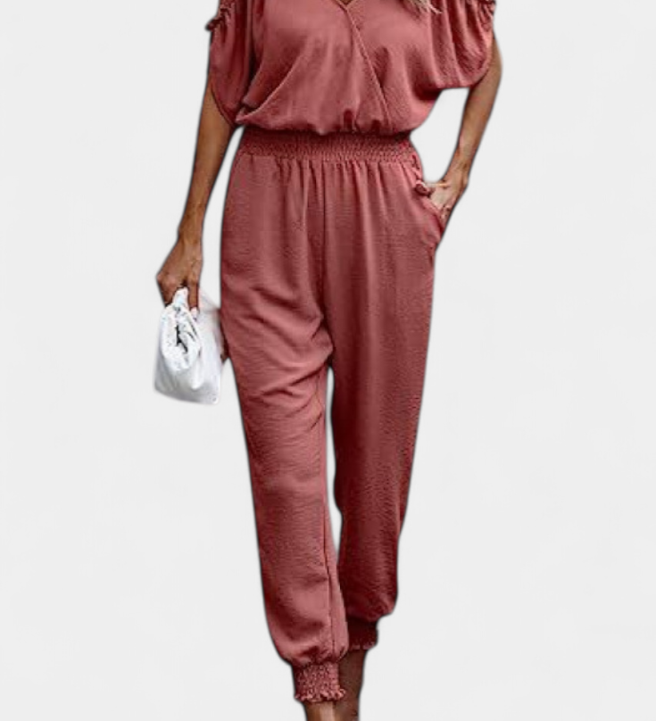 Elegante Blusa Solene Mono Casual con Hombros Descubiertos y Escote en V