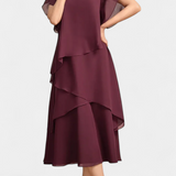 Vestido Asimétrico de Chiffon Cornelia con Silueta Flotante y Elegancia Única