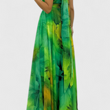 Caprice Vestido Maxi de Gasa con Encanto Floral y Cuello Halter para un Look Sofisticado