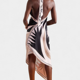Vestido Rosenda con Espalda Abierta y Estampado Abstracto para un Estilo Elegante y Moderno