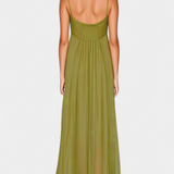 Elettra Vestido Maxi con Tirantes Delgados y Drapeo Fluido para un Estilo Elegante