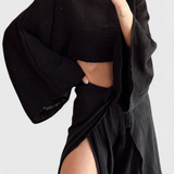 Conjunto Casual Maeva de Dos Piezas con Detalle de Abertura y Lazo para un Estilo Moderno y Confortable