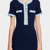 Alexia Vestido Midi de Punto con Detalle en Ribete para un Estilo Elegante y Confortable