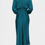 Elegante Vestido Maxi Cecila con Cuello Alto y Encantador Detalle Floral
