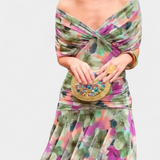 Vestido Largo Alondra con Encantador Estampado Floral y Elegante Escote en V