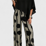 Conjunto Asimétrico Aleida con Top Moderno y Pantalón Estampado Elegante