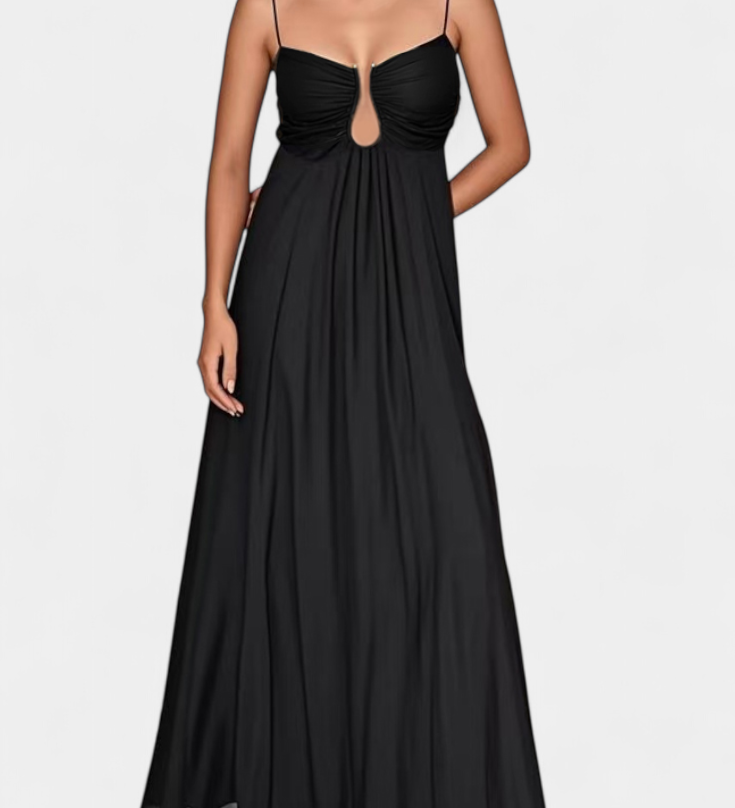 Elettra Vestido Maxi con Tirantes Delgados y Drapeo Fluido para un Estilo Elegante