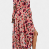 Keti Vestido Maxi Floral con Mangas Largas y Detalles de Volantes Elegantes